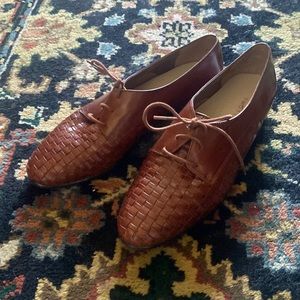 Trotters Brown Woven Leather Loafers Size 8M